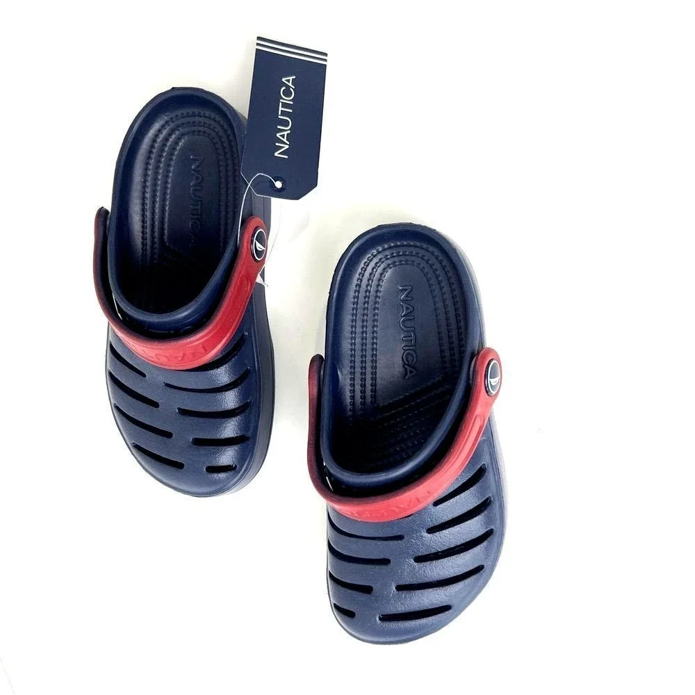 Nautica River Edge Toddler Navy Blue Red Slip On Clog Comfort Shoes Baby Size 11